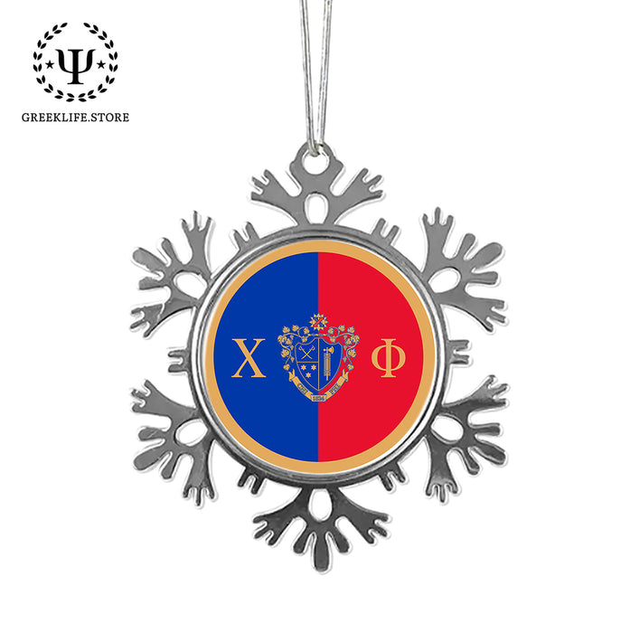 Chi Phi Christmas Ornament - Snowflake Metal