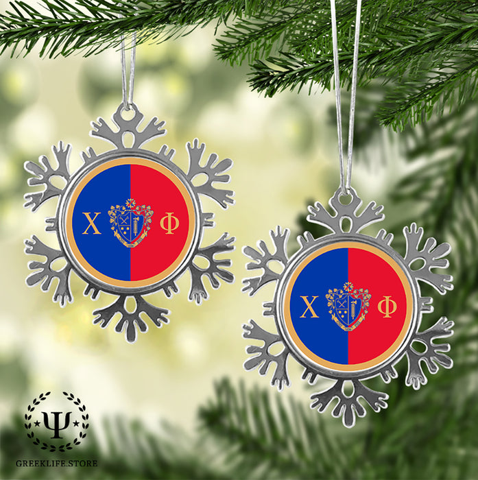 Chi Phi Christmas Ornament - Snowflake Metal
