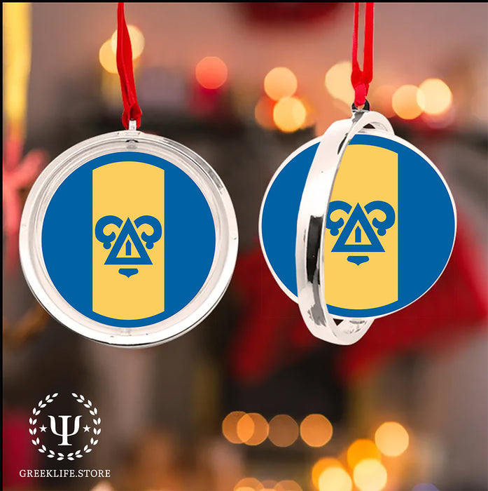Delta Upsilon Christmas Reversible Flat Round Ornament
