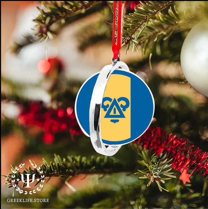 Delta Upsilon Christmas Reversible Flat Round Ornament
