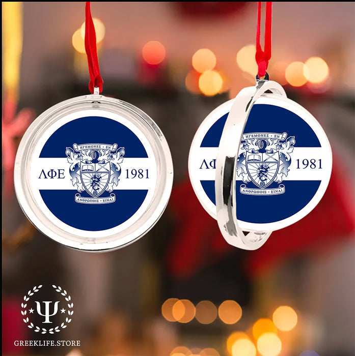 Lambda Phi Epsilon Christmas Reversible Flat Round Ornament
