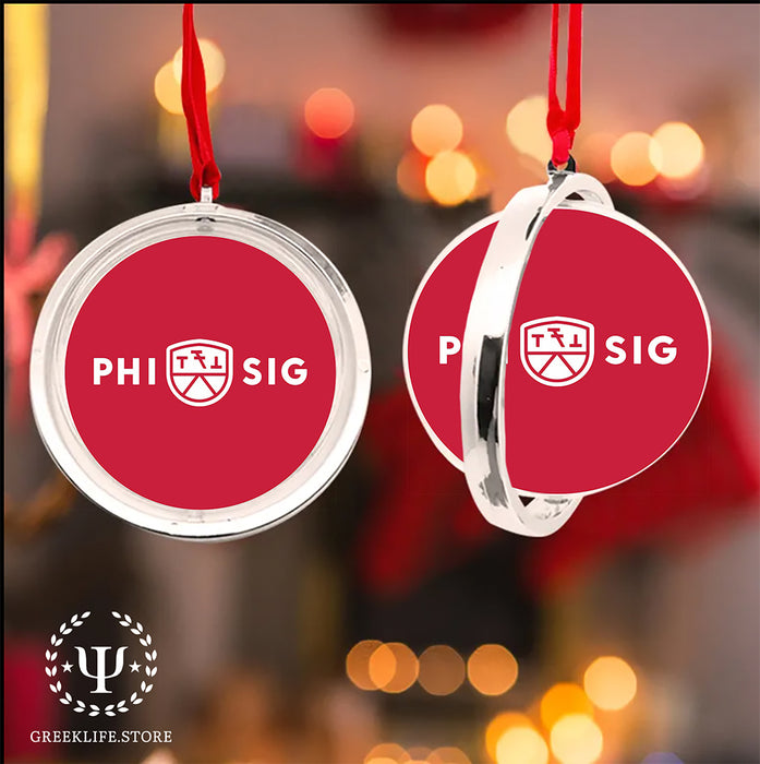 Phi Sigma Kappa Christmas Reversible Flat Round Ornament