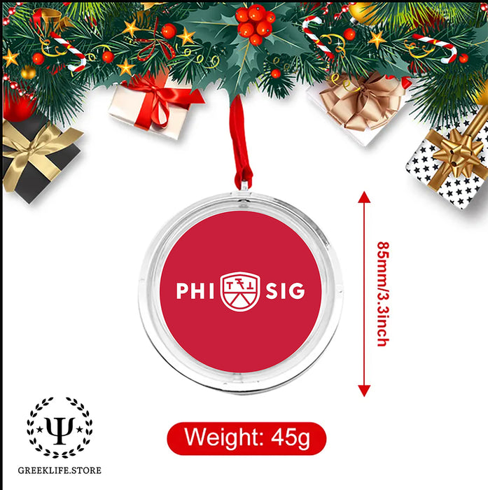 Phi Sigma Kappa Christmas Reversible Flat Round Ornament
