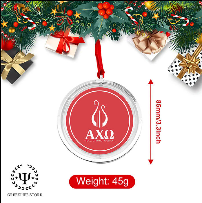 Alpha Chi Omega Christmas Reversible Flat Round Ornament