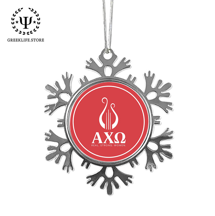 Alpha Chi Omega Christmas Ornament - Snowflake Metal