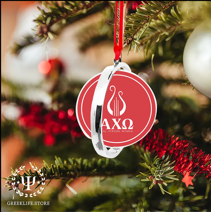 Alpha Chi Omega Christmas Reversible Flat Round Ornament