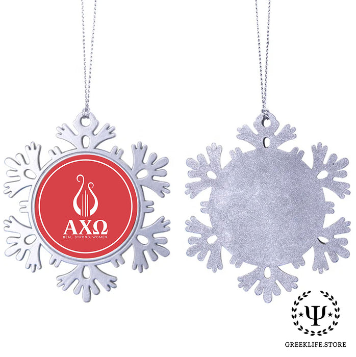 Alpha Chi Omega Christmas Ornament - Snowflake Metal
