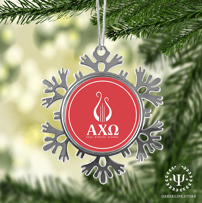 Alpha Chi Omega Christmas Ornament - Snowflake Metal