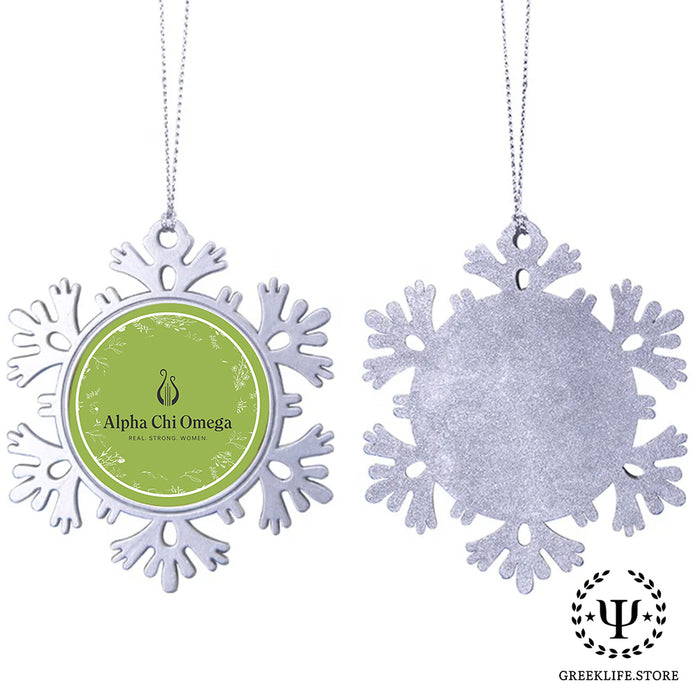Alpha Chi Omega Christmas Ornament - Snowflake Metal