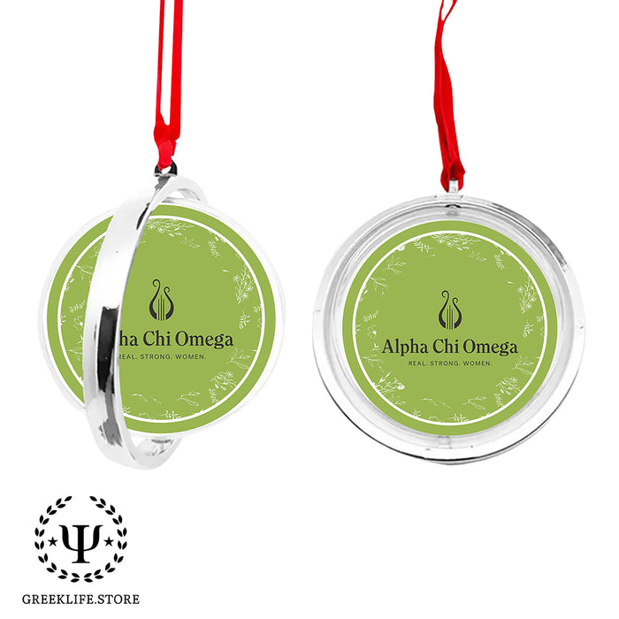 Alpha Chi Omega Christmas Reversible Flat Round Ornament