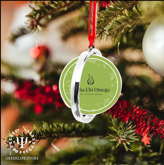 Alpha Chi Omega Christmas Reversible Flat Round Ornament