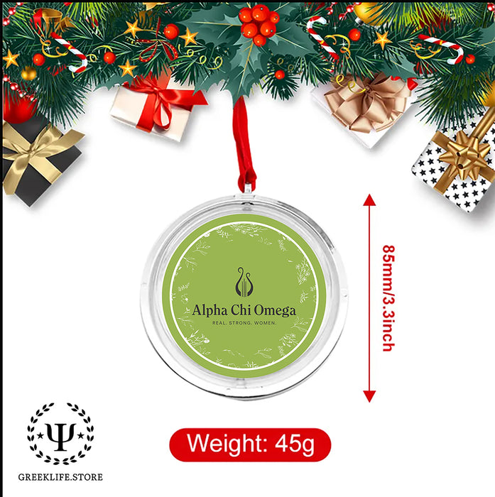 Alpha Chi Omega Christmas Reversible Flat Round Ornament