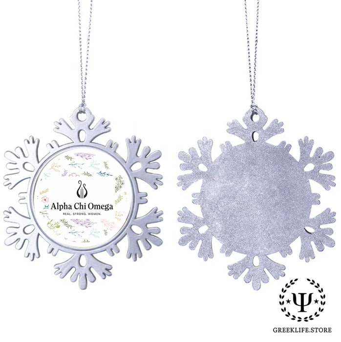 Alpha Chi Omega Christmas Ornament - Snowflake Metal
