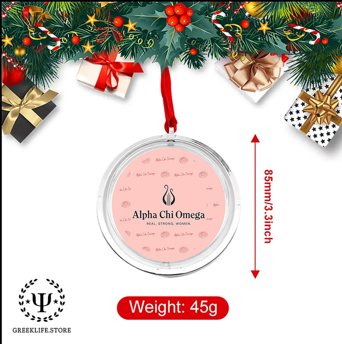 Alpha Chi Omega Christmas Reversible Flat Round Ornament