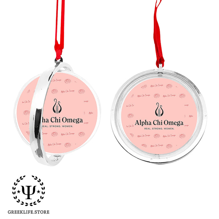 Alpha Chi Omega Christmas Reversible Flat Round Ornament