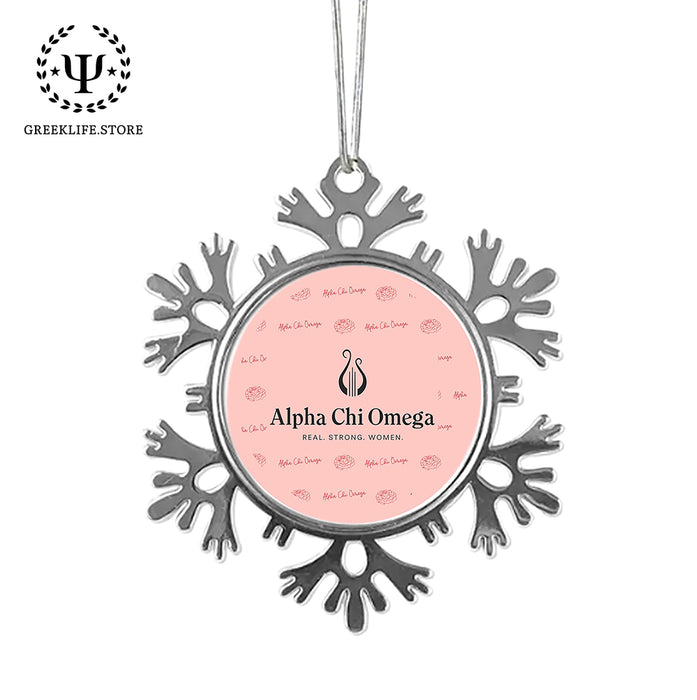 Alpha Chi Omega Christmas Ornament - Snowflake Metal