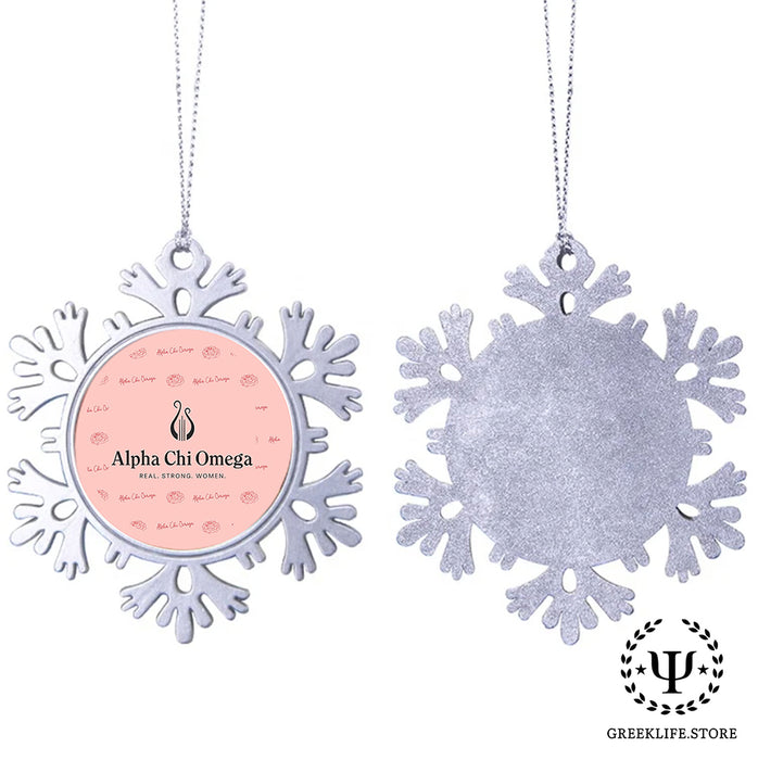 Alpha Chi Omega Christmas Ornament - Snowflake Metal