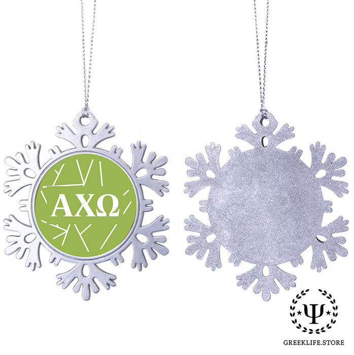 Alpha Chi Omega Christmas Ornament - Snowflake Metal