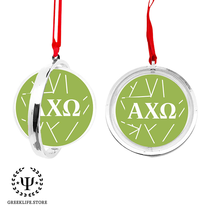 Alpha Chi Omega Christmas Reversible Flat Round Ornament
