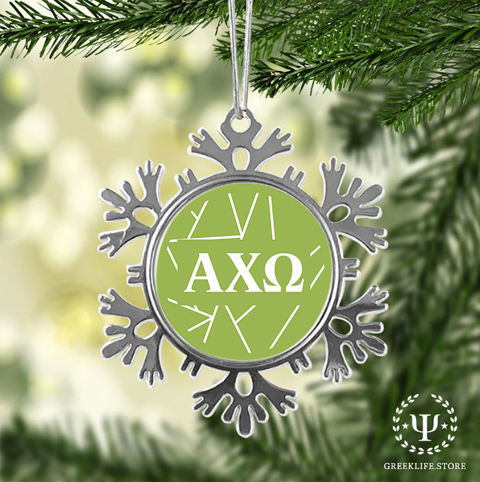 Alpha Chi Omega Christmas Ornament - Snowflake Metal