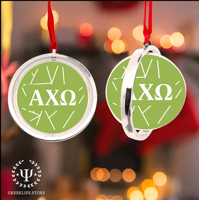 Alpha Chi Omega Christmas Reversible Flat Round Ornament
