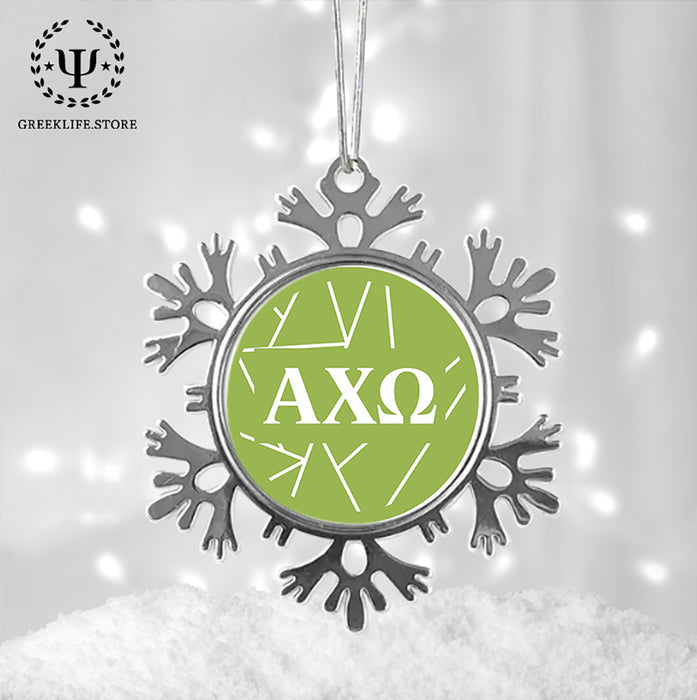 Alpha Chi Omega Christmas Ornament - Snowflake Metal