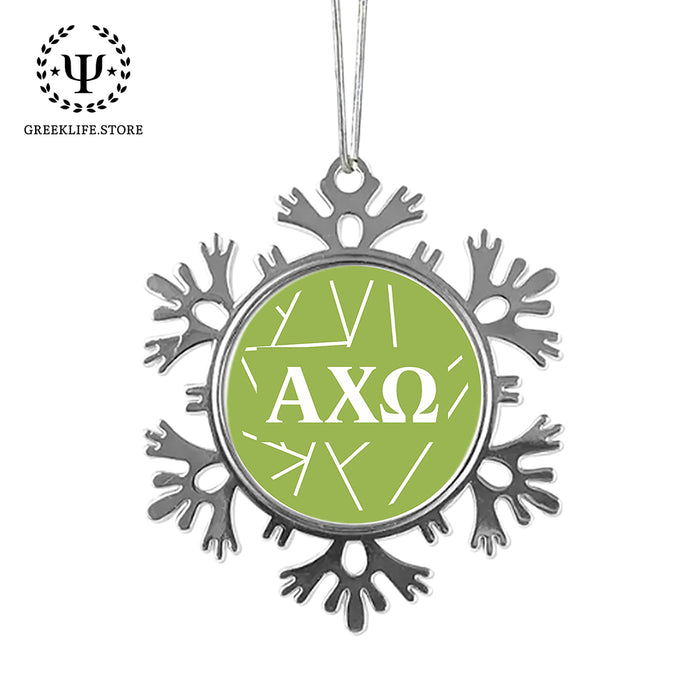 Alpha Chi Omega Christmas Ornament - Snowflake Metal