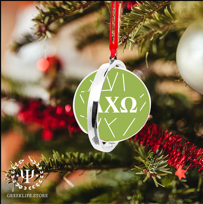 Alpha Chi Omega Christmas Reversible Flat Round Ornament
