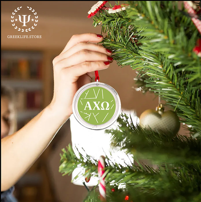 Alpha Chi Omega Christmas Reversible Flat Round Ornament