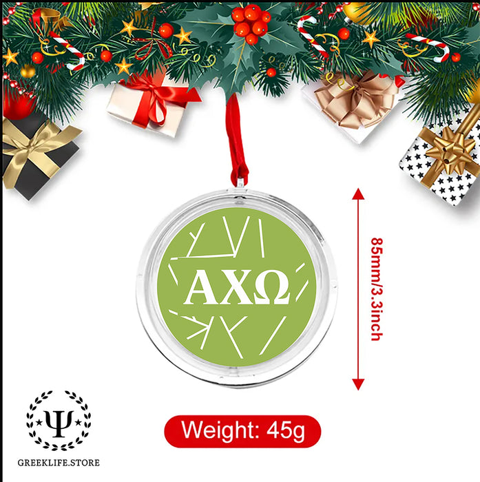 Alpha Chi Omega Christmas Reversible Flat Round Ornament