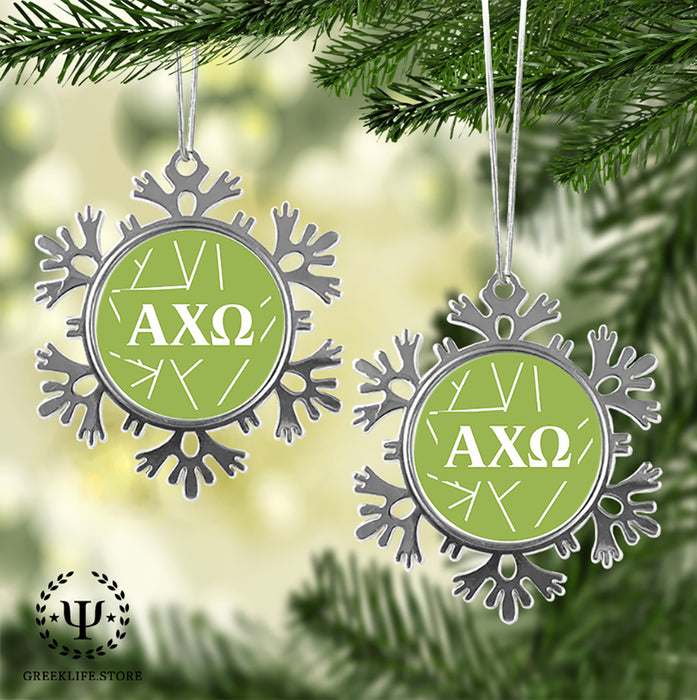 Alpha Chi Omega Christmas Ornament - Snowflake Metal