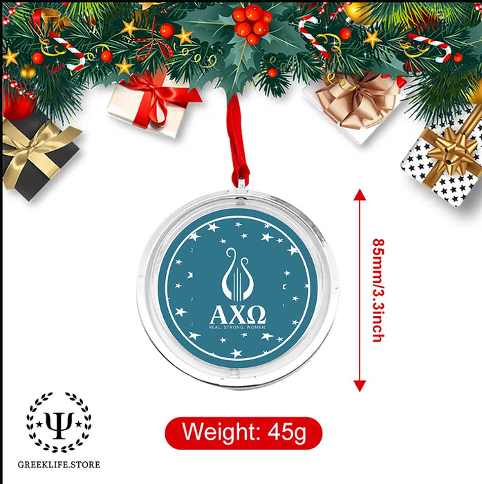 Alpha Chi Omega Christmas Reversible Flat Round Ornament