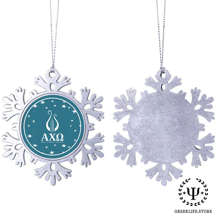 Alpha Chi Omega Christmas Ornament - Snowflake Metal