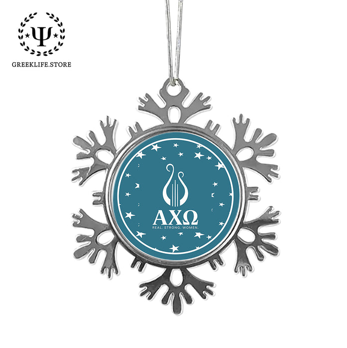 Alpha Chi Omega Christmas Ornament - Snowflake Metal