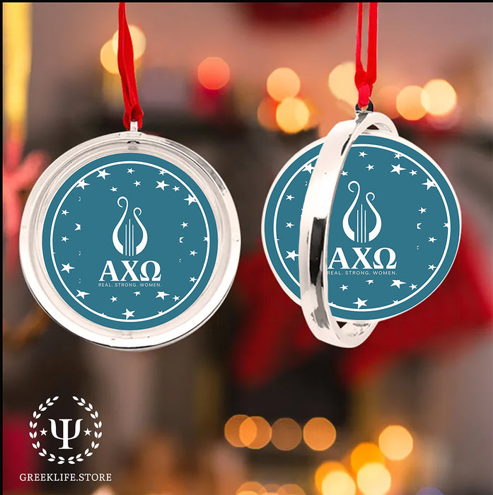Alpha Chi Omega Christmas Reversible Flat Round Ornament