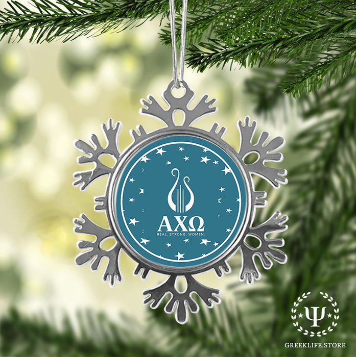Alpha Chi Omega Christmas Ornament - Snowflake Metal