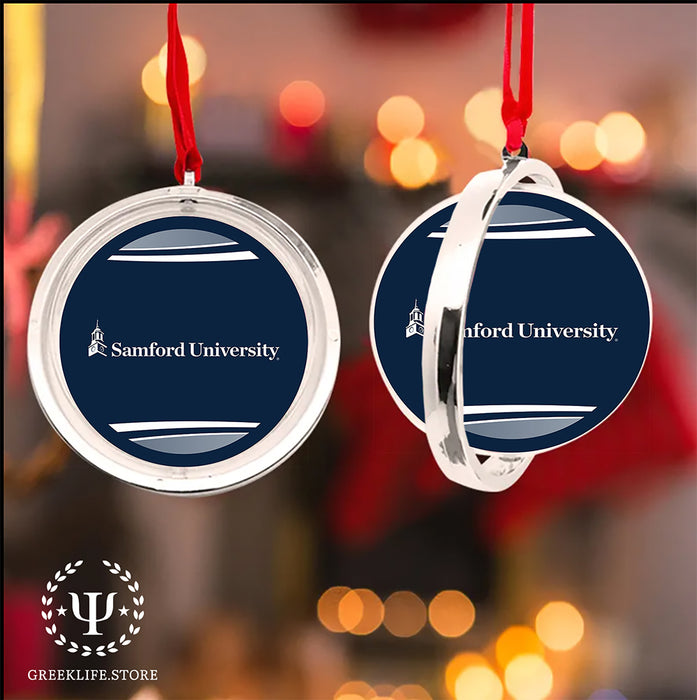Samford University Christmas Reversible Flat Round Ornament