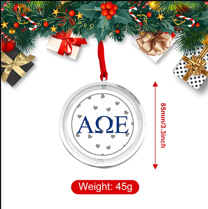 Alpha Omega Epsilon Christmas Reversible Flat Round Ornament
