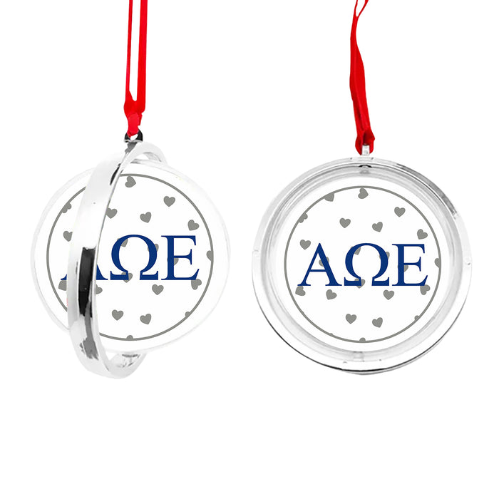Alpha Omega Epsilon Christmas Reversible Flat Round Ornament