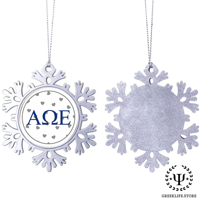 Alpha Omega Epsilon Christmas Ornament - Snowflake Metal