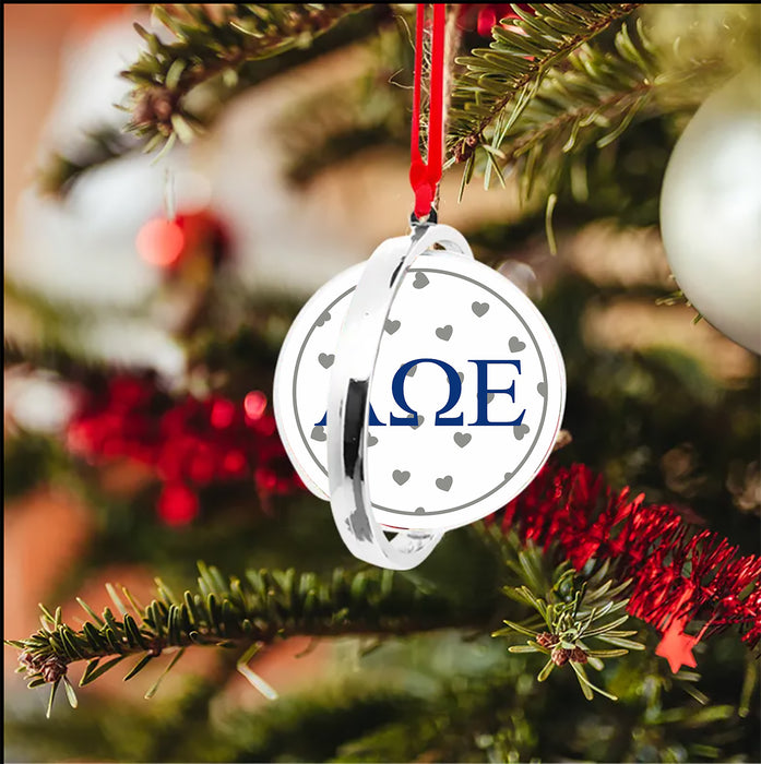Alpha Omega Epsilon Christmas Reversible Flat Round Ornament