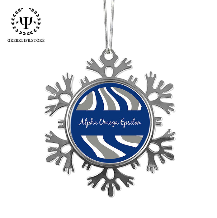 Alpha Omega Epsilon Christmas Ornament - Snowflake Metal