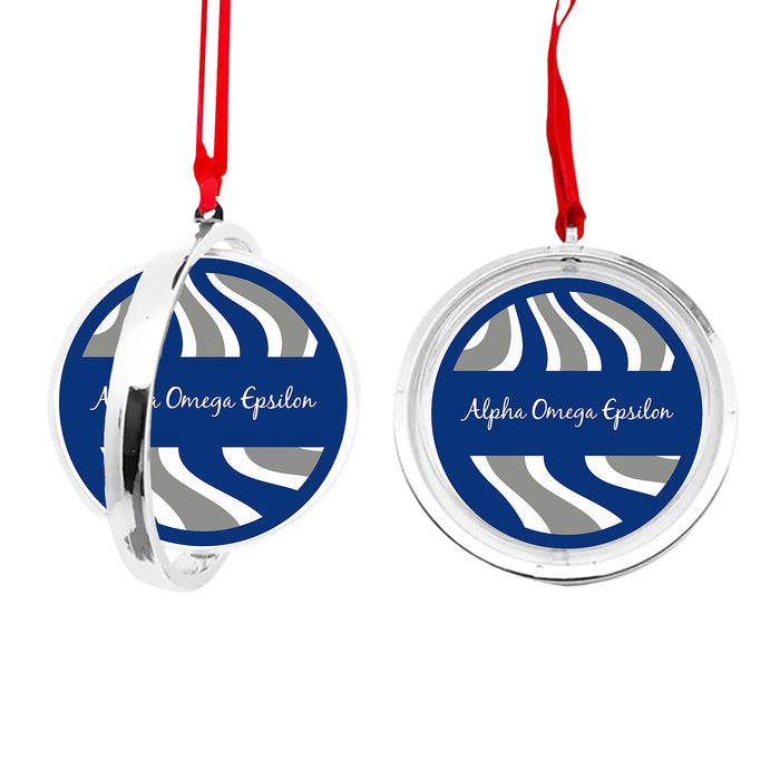 Alpha Omega Epsilon Christmas Reversible Flat Round Ornament