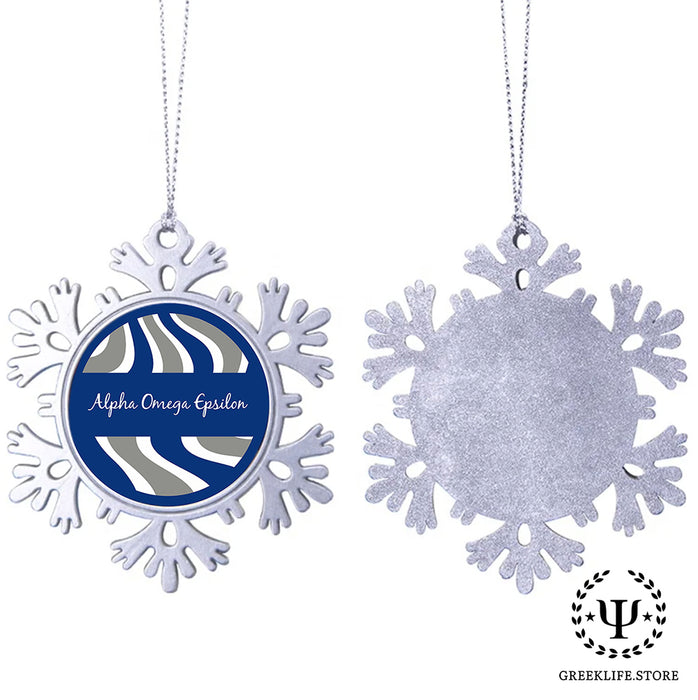 Alpha Omega Epsilon Christmas Ornament - Snowflake Metal