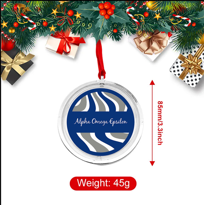Alpha Omega Epsilon Christmas Reversible Flat Round Ornament
