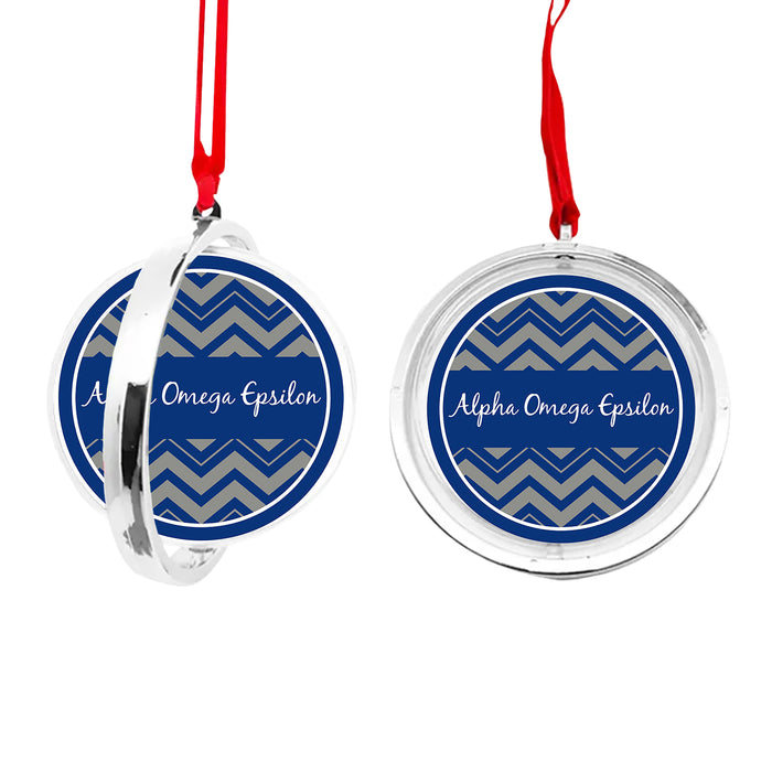 Alpha Omega Epsilon Christmas Reversible Flat Round Ornament