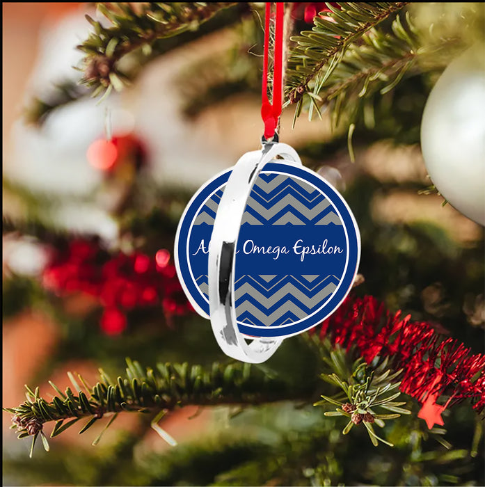 Alpha Omega Epsilon Christmas Reversible Flat Round Ornament