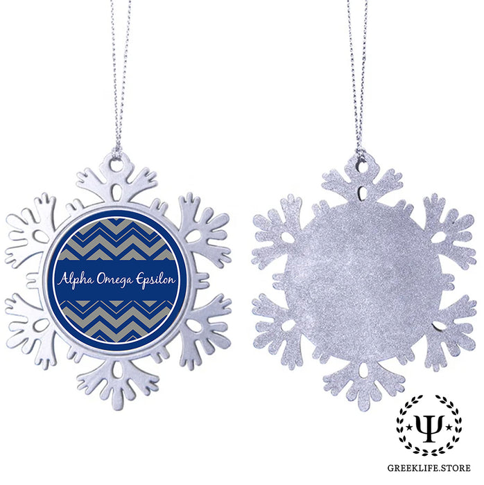 Alpha Omega Epsilon Christmas Ornament - Snowflake Metal