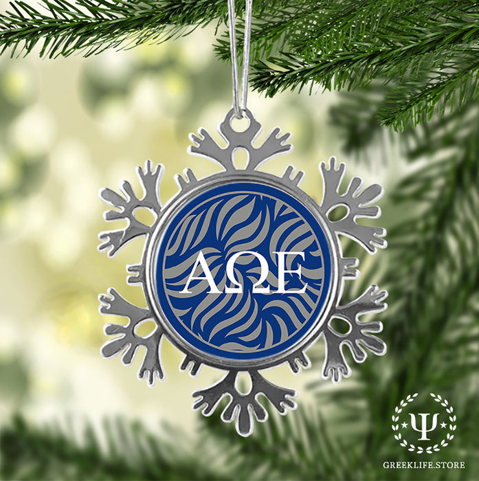 Alpha Omega Epsilon Christmas Ornament - Snowflake Metal