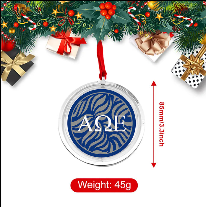 Alpha Omega Epsilon Christmas Reversible Flat Round Ornament